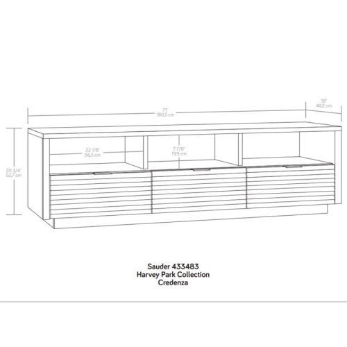 Sauder Harvey Park Engineered Wood TV Stand For TVs Upto 70" in Glacier Oak