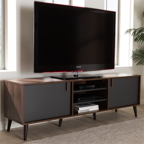 Baxton Studio Samuel Modern TV Stand in Brown and Dark Grey