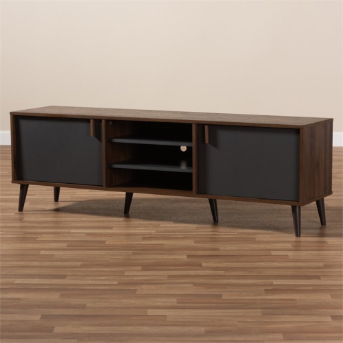 Baxton Studio Samuel Modern TV Stand in Brown and Dark Grey