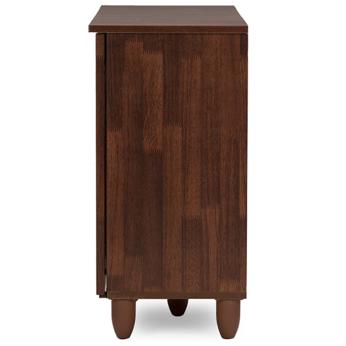 Baxton Studio Fernanda 3 Door Shoe Cabinet in Dark Brown