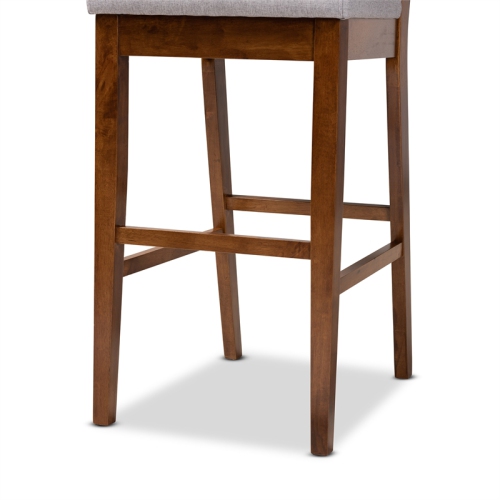 Baxton Studio Gideon Grey and Walnut Brown Finished Wood 2-Piece Bar Stool Set