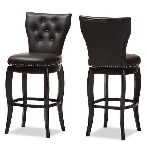 BAXTON STUDIO  Leonice 31" Faux Leather Swivel Bar Stool (Set Of 2)
