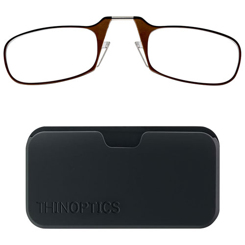 Étui noir et lunettes de lecture ThinOptics avec verres + 2,5 - Brun