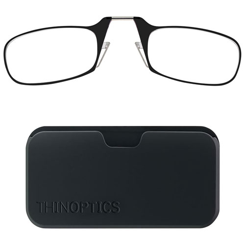 Étui noir et lunettes de lecture ThinOptics avec verres + +1,5 - Noir