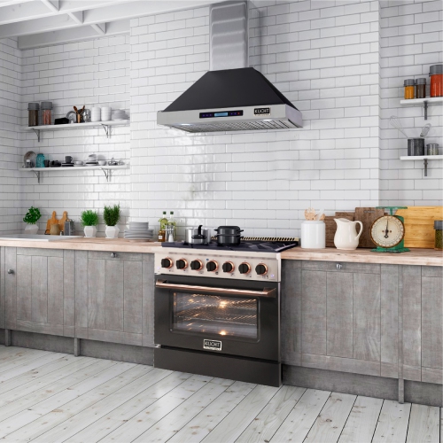 KUCHT Professional 30-inch Wall Mounted Range Hood 900CFM in Black