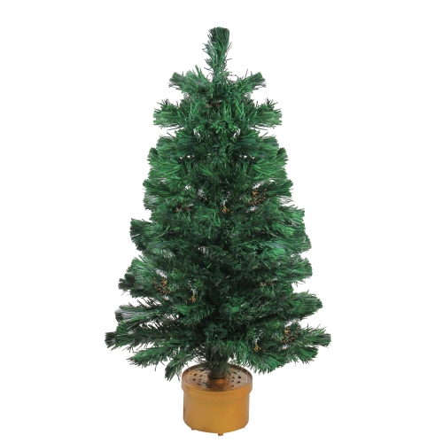 Pre-Lit Medium Color Changing Fiber Optic Artificial Christmas Tree - 3'