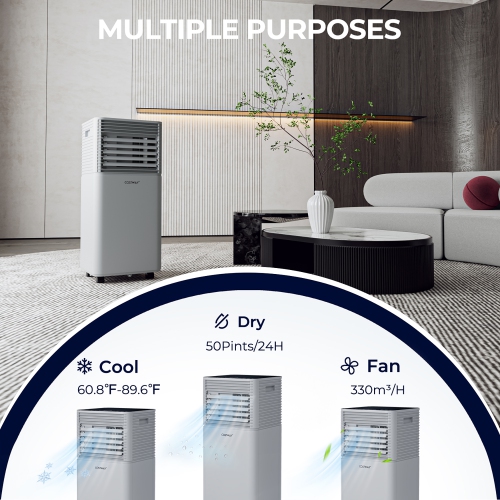 Marque Costway Climatiseur portable de 2,93 kW Rafraîchisseur d'air 3 en 1 avec déshumidificateur et mode ventilateur