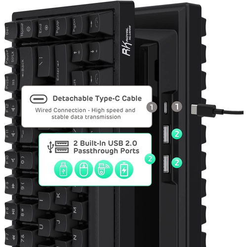 RK ROYAL KLUDGE RK84 Wireless Bluetooth/2.4Ghz 75% RGB Mechanical Gaming Keyboard, Three Modes Connectable Keyboard with Hot-Swappable Switch