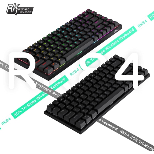 RK ROYAL KLUDGE RK84 Wireless Bluetooth/2.4Ghz 75% RGB Mechanical Gaming Keyboard, Three Modes Connectable Keyboard with Hot-Swappable Switch
