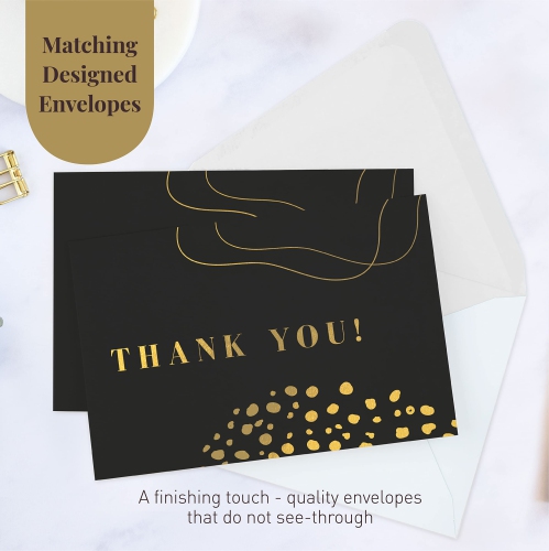 Thank You Cards With Matching Envelopes | 50-count, Gold Foil - Blank Note Cards, Perfect For All Occasion- Rileys