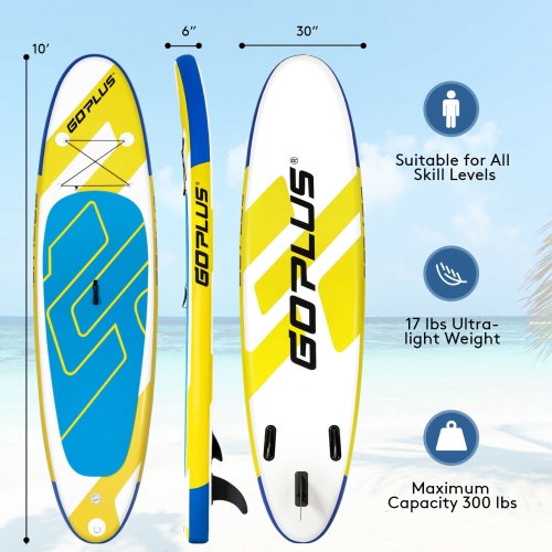 10 Feet Inflatable Stand Up Paddle Board 6 Inch Thick with Accessory Pack