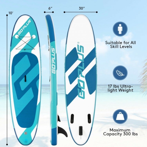 10 Feet Inflatable Stand Up Paddle Board 6 Inch Thick with Accessory Pack