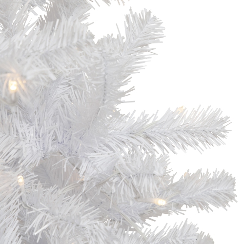 Pre-Lit Pencil White Georgian Pine Artificial Christmas Tree - 7.5' - Warm White LED Lights
