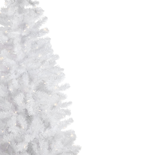 Pre-Lit Pencil White Georgian Pine Artificial Christmas Tree - 7.5' - Warm White LED Lights