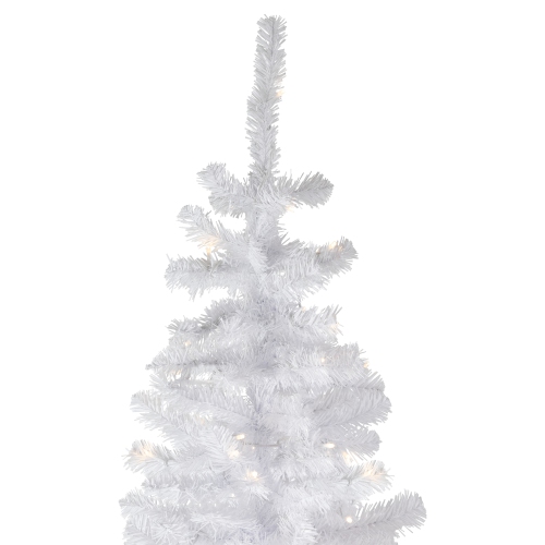 Pre-Lit Pencil White Georgian Pine Artificial Christmas Tree - 7.5' - Warm White LED Lights