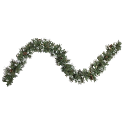 NORTHLIGHT  Real Touch Pre-Lit Snow Valley Pine Artificial Christmas Garland - 9' X 10" - Clear Lights