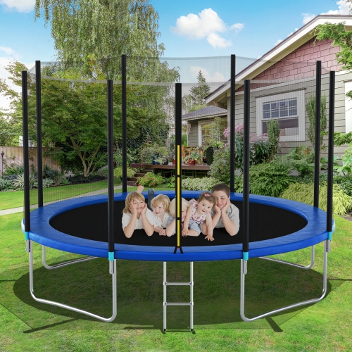 Topbuy 12/14/15/16FT Enclosure Net Trampoline Replacement Safety Net W/ Zipper & Buckle