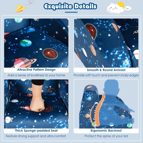 Topbuy 3-in-1 Convertible Kids Sofa Multifunctional Toddler Lounger Upholstered Chair Couch Pink/Blue