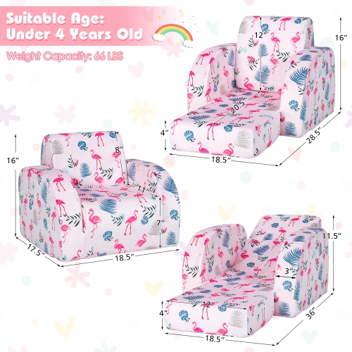 Fauteuil multifonction pour enfant 3-en-1 avec canapé rembourré pour enfant de TopBuy - Rose/Bleu