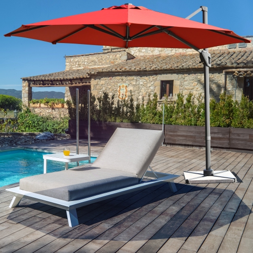 Patiojoy 11FT Patio Cantilever Umbrella Hanging Offset Umbrella w/Cross Base & Tilt System