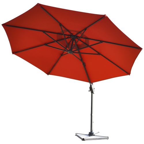 Patiojoy 11FT Patio Cantilever Umbrella Hanging Offset Umbrella w/Cross Base & Tilt System