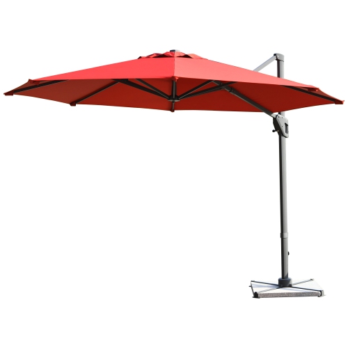 Patiojoy 11FT Patio Cantilever Umbrella Hanging Offset Umbrella w/Cross Base & Tilt System