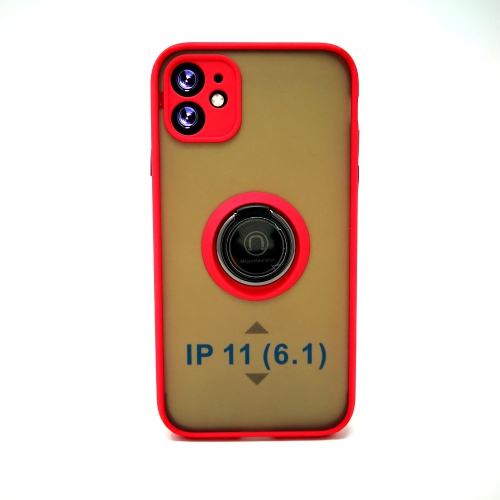 PROMOBILE  Apple Iphone 11 - Frosted Bumper Magnet Enabled Case With Ring Kickstand