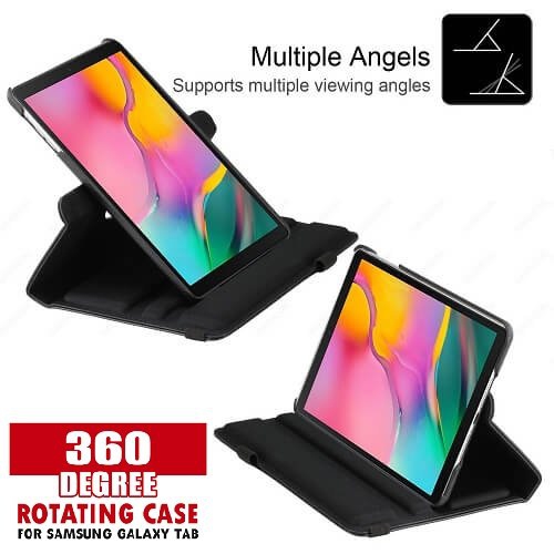 Samsung Galaxy Tab A 10.1 Case SM-T510/T515 Black Leather Smart 360 Rotate Flip Stand Case Back Cover