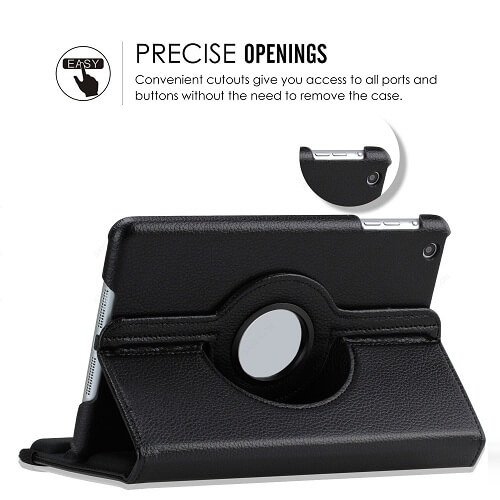 Samsung Galaxy Tab A 10.1 Case SM-T510/T515 Black Leather Smart 360 Rotate Flip Stand Case Back Cover
