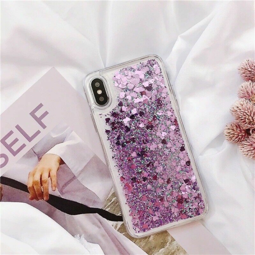 For Apple iPhone 11 Purple Clear Gel Case Heavy Duty Shockproof Liquid Glitter TPU Silicone Back Cover
