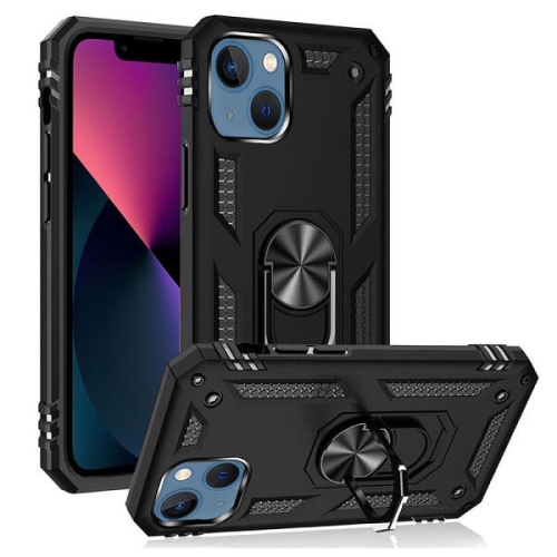 SuperShield Shockproof 360 Magnetic Protective Case With Ring Holder For Apple iPhone 13 - Black
