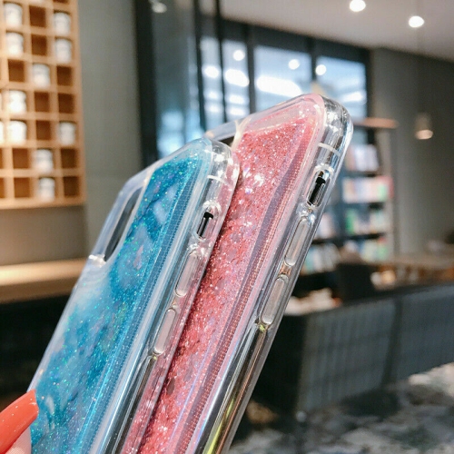 For Apple iPhone 11 Pro Blue Clear Gel Case Heavy Duty Shockproof Liquid Glitter TPU Silicone Back Cover