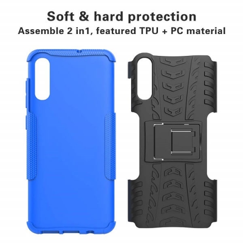 Samsung Galaxy A70 Navy Blue Case, Shockproof Heavy Duty Tough Kickstand Protective Rugged Case Cover
