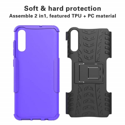 Samsung Galaxy A70 Purple Case, Shockproof Heavy Duty Tough Kickstand Protective Rugged Case Cover
