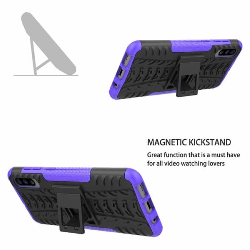 Samsung Galaxy A70 Purple Case, Shockproof Heavy Duty Tough Kickstand Protective Rugged Case Cover