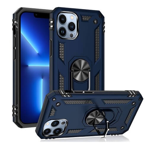 Supershield Shockproof 360 Magnetic Protective Case With Ring Holder For Apple iPhone 13 Pro - Blue