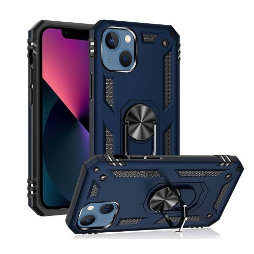 SuperShield Shockproof 360 Magnetic Protective Case With Ring Holder For Apple iPhone 13 - Blue