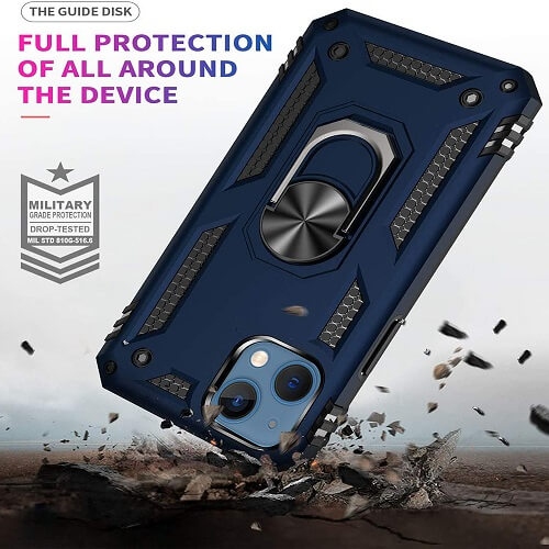 SuperShield Shockproof 360 Magnetic Protective Case With Ring Holder For Apple iPhone 13 - Blue