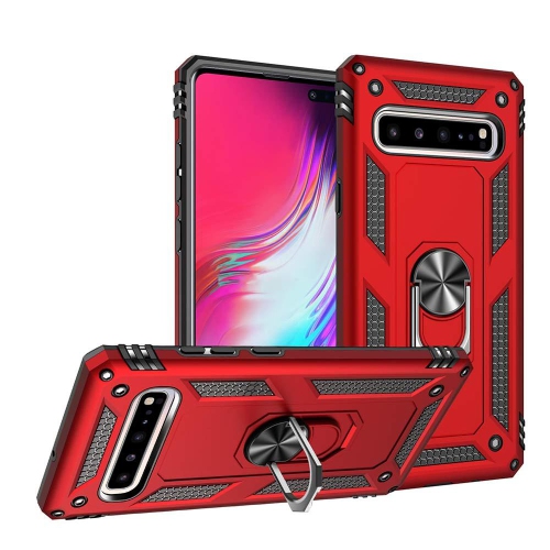 Support à anneau magnétique en métal pivotant à 360 degrés pour support d’auto Galaxy S10e de Samsung - Rouge militaire