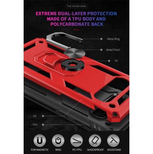 Support à anneau magnétique en métal pivotant à 360 degrés pour support d’auto Galaxy S10e de Samsung - Rouge militaire