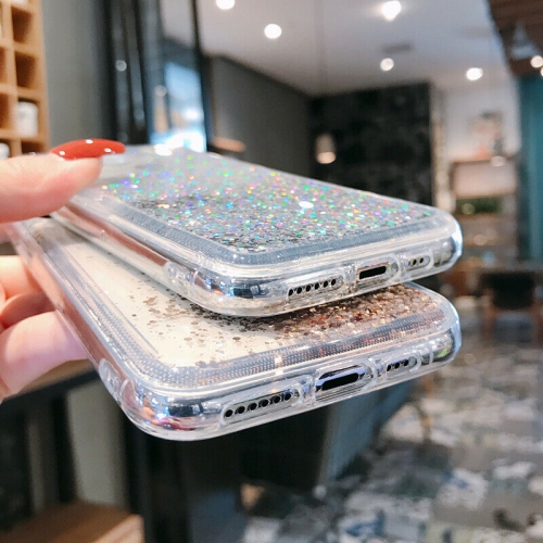 For Apple iPhone X / XS White Clear Gel Case Heavy Duty Shockproof Liquid Glitter TPU Silicone Back Cover