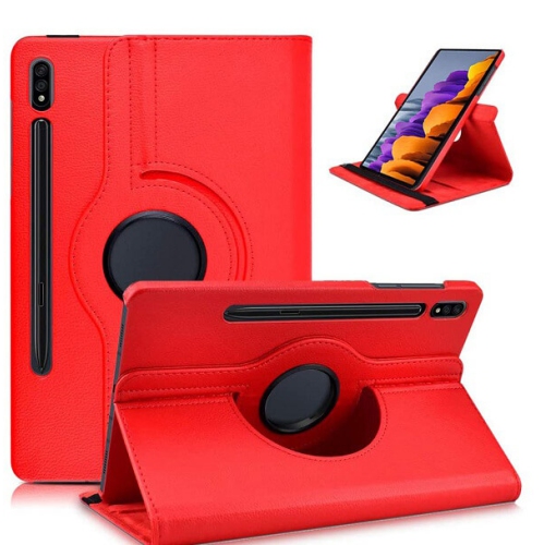 SUPERSHIELD for Samsung Galaxy Tab S7 Case Sm- T870/875 Red Leather Smart 360 Rotate Flip Stand Case Cover - Red