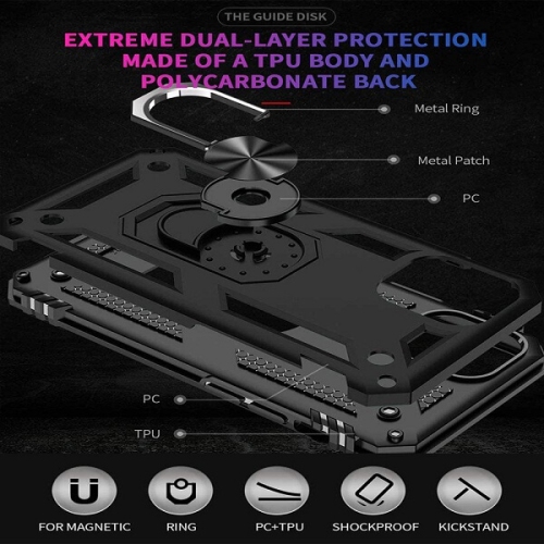 Supershield Shockproof 360 Magnetic Protective Case With Ring Holder For Apple iPhone 13 Pro - Red