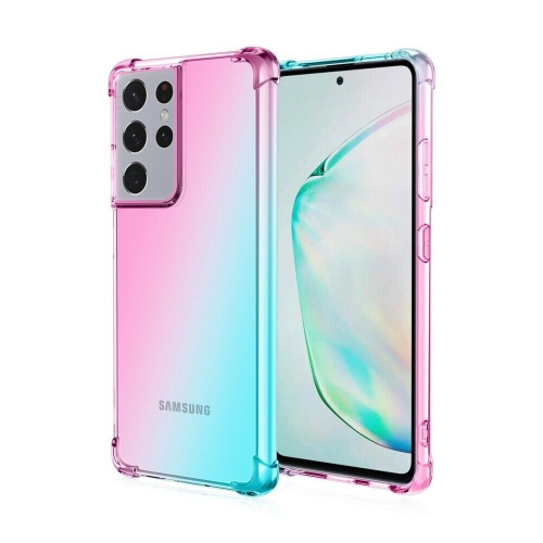 Étui robuste rose et vert pour Galaxy S22 de Samsung – Arc-en-ciel souple mince pour étui arrière de téléphone