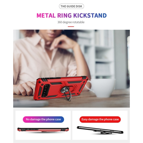 Samsung Galaxy S10e Navy Blue Military Grade 360 Degree Rotating Metal Magnetic Ring Car Mount Holder Kickstand Shockproof Heavy Duty Cover