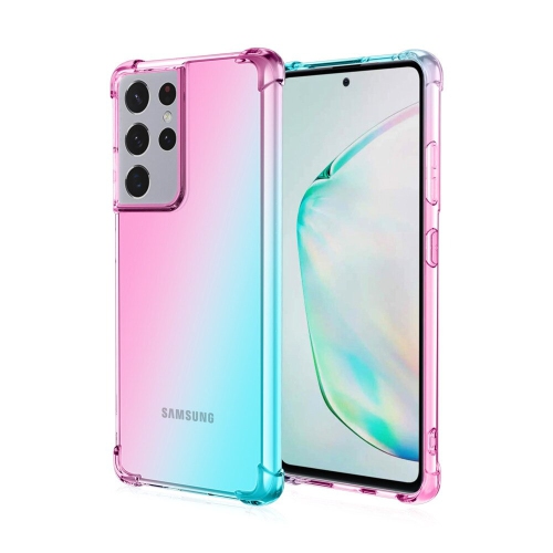 Étui rigide/couvercle arrière mince et souple pour téléphone Galaxy S21 rose/vert Arc-en-ciel de Samsung