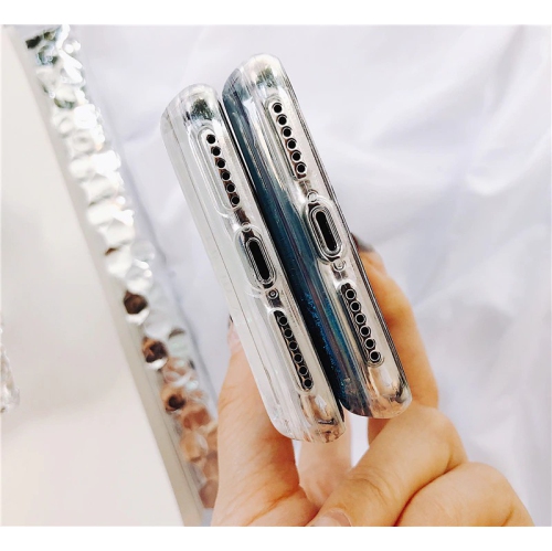 For Phone XS Purple Clear Shockproof Heavy Case Liquid Glitter Cover