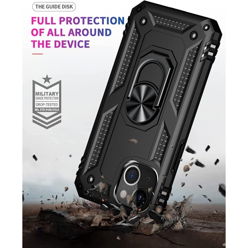 Supershield Shockproof 360 Magnetic Protective Case With Ring Holder For Apple iPhone 13 Pro - Black