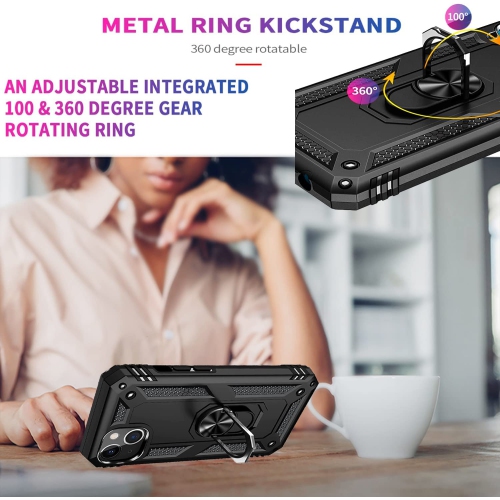 Supershield Shockproof 360 Magnetic Protective Case With Ring Holder For Apple iPhone 13 Pro - Black