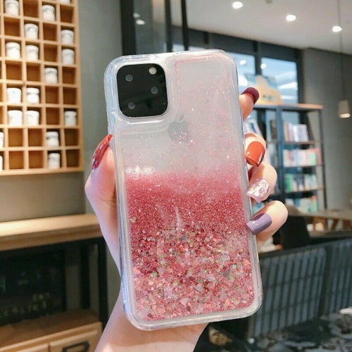 For Apple iPhone 11 Pink Clear Gel Case Heavy Duty Shockproof Liquid Glitter TPU Silicone Back Cover